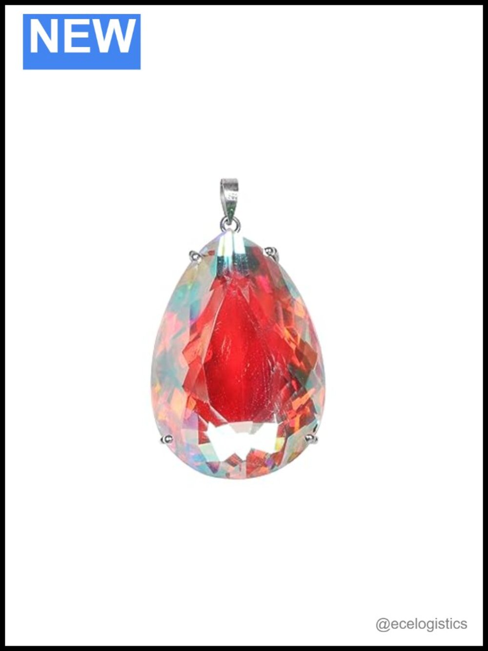Sterling Silver Pear Shaped Topaz Pendant Necklace for Women